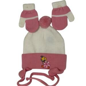 Vintage Looney Tunes Tweety Infant Toboggan & Mittens Cartoon